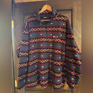 Vintage 90s made in USA Tommy Hilfiger aztec fleece quarter zip - Men’s XL